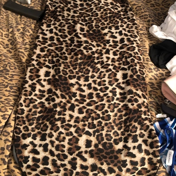 Wet Seal large black & leopard print high low tank with sheer back - Picture 11 of 15